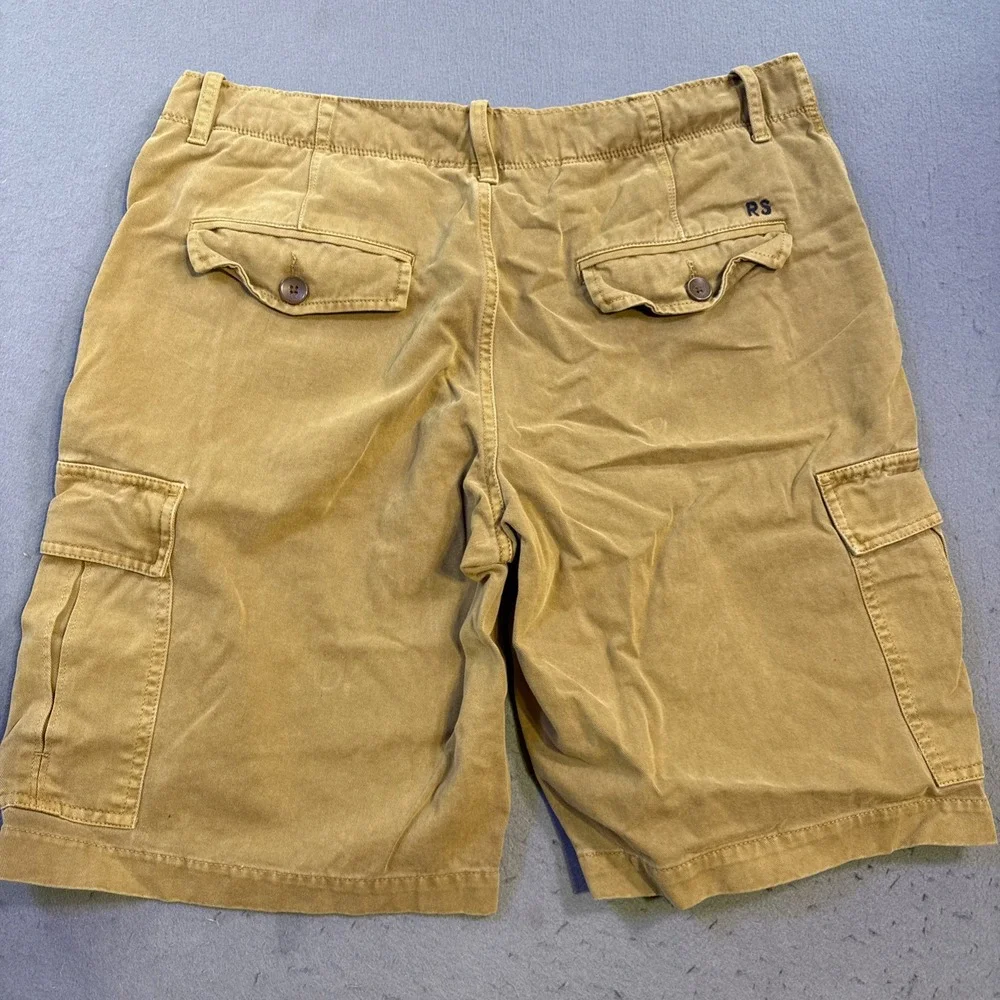 Reyn Spooner Mens 34 Khaki Tan Cotton Twill Cargo Shorts Internal Drawstring